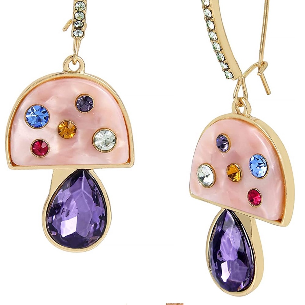 Betsey Johnson Pink and Purple Mushroom Earrings